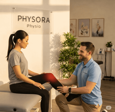 Knee pain physiotherapy treatment improving joint strength and movement