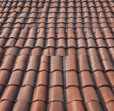 An image depicting a purple roofing logo from The Roof Menders.