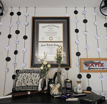 My little studio and diplomas.