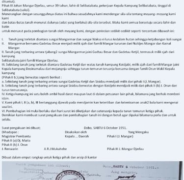 Surat pengakuan perdamaian dan pembagian