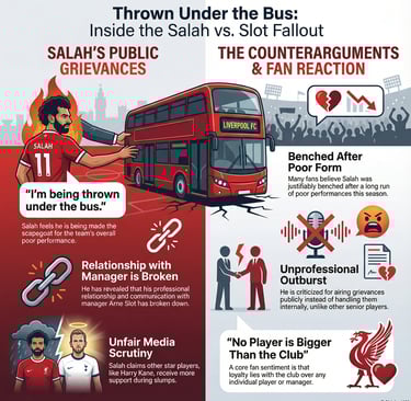 Salah and Arne Slot's Liverpool FC fallout from "being thrown under the bus comments - infographic