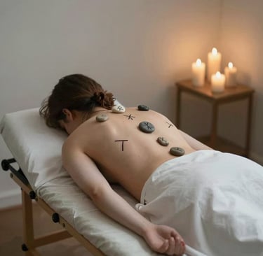 Soft natural light illuminating a serene therapy space with elegant earth tone decor.