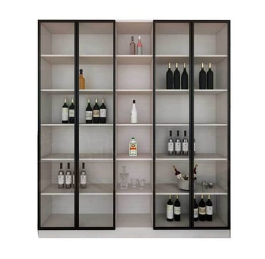  Modern aluminum wine cabinet with glass doors