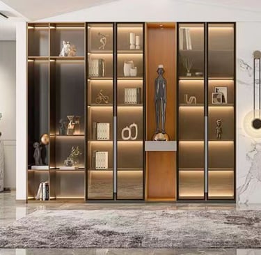 18mm Aluminum Frame Glass Cabinet Door – Anti-Rust, Tempered Glass Design for Modern Kitchen & Bedroom Storage