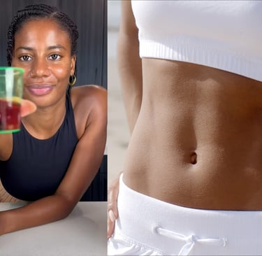 a woman holding a glass of wine and a shot of a woman hepato