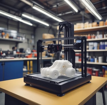 Laser cutting machine etching precise designs onto a carbon fiber sheet under bright workshop lights.