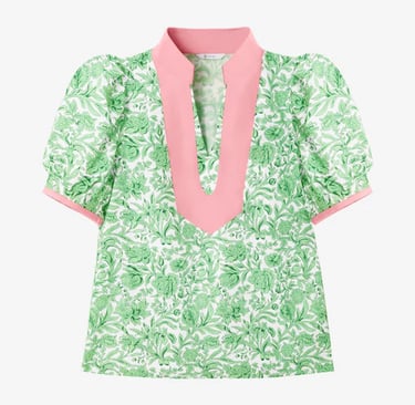 green puff sleeve blouse