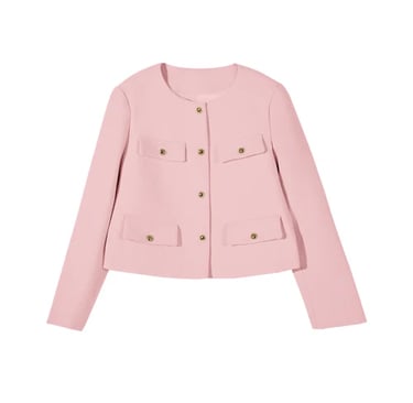pink cropped tweed blazer jacket