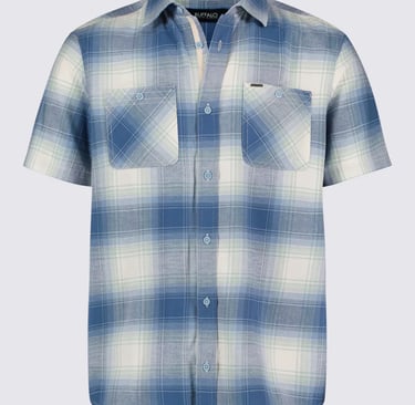 short sleeve blue plaid shirt