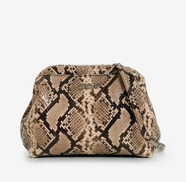 brown python print shoulder bag