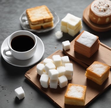 a pile of white sugar cubes sitting on top of a table