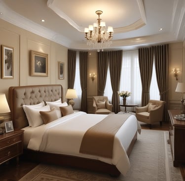 black platform bed with white mattress inside bedroom