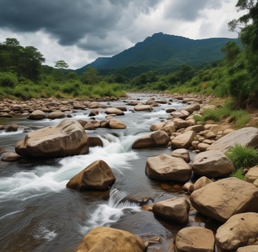 A peaceful mountain villa surrounded by lush greenery in Jarabacoa, Dominican Republic.