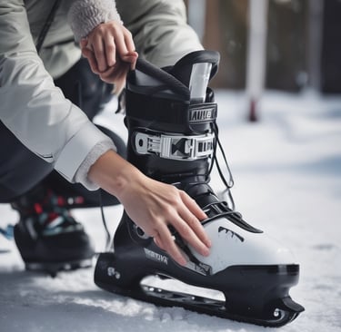 A close-up of a woman skiing through fresh powder, wearing a sleek, form-fitting base layer that hints at warmth and comfort.