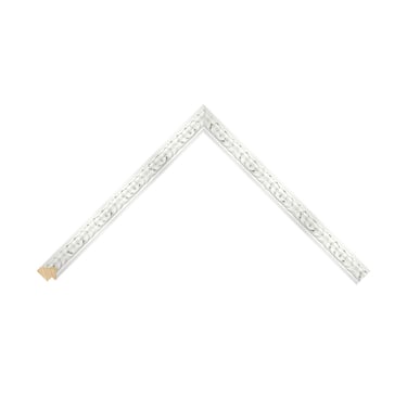 An ornate moulded white frame with distressed details.