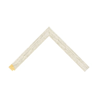 A chunky white frame with beautiful woodgrain detailing.