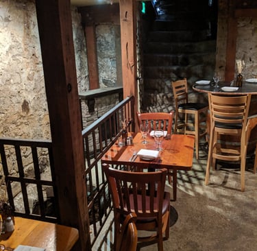 Seating next to the opening of the Blue Lead Mine Shaft