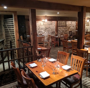 Seating next to the opening of the Blue Lead Mine Shaft