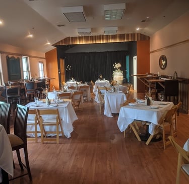 Dining event set up in the Upper Flat