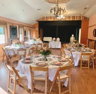 Dining event set up in the Upper Flat