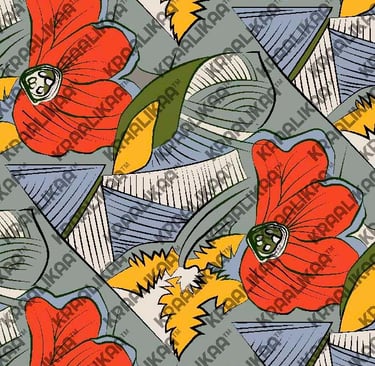 a pattern of a flower with a comic book cover