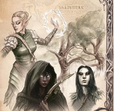 Elves, high elf, shadow elf, and dark elf