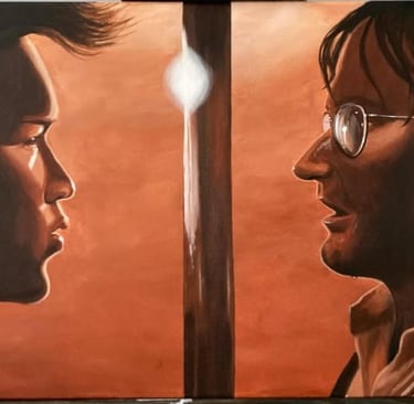 Portrait of Rufio and Peter Banning meet from the movie "Hook"