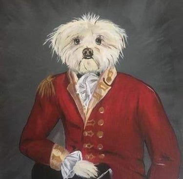 Llahsa apso in soldier's uniform