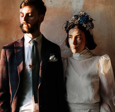 a man and woman standing next to each other
