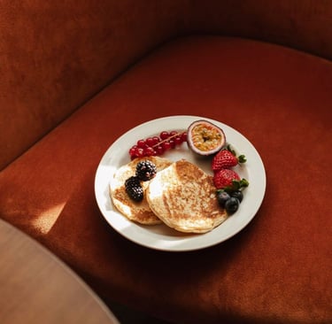 Pancakes Topped with Fresh Fruits