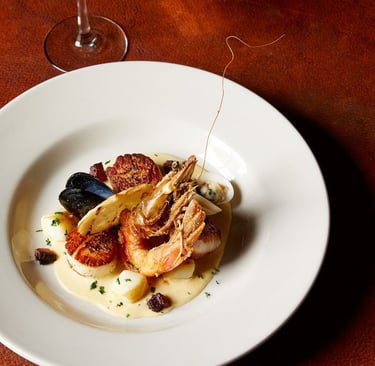 Variety of Seafood with White Sauce