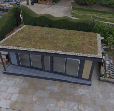 Green roof on garden room