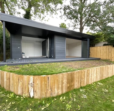 Large garden room with bi-folding doors