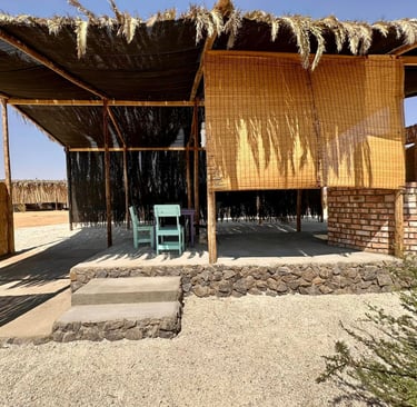 a campsite in the open desert air in uis namibia