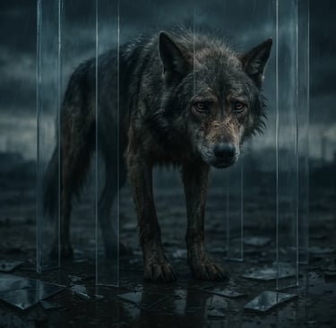 a wolf in a caged in a cage