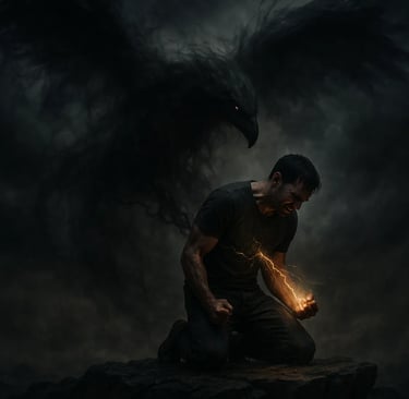a man holding a firework in front of a dark background