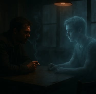 a man and woman sitting at a table