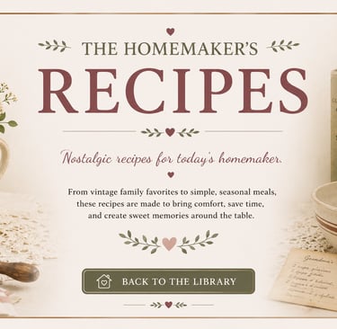 Vintage kitchen scene with a rolling pin and old cookbooks for nostalgic homemaker recipes.
