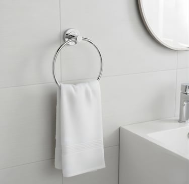 A stainless steel towel ring