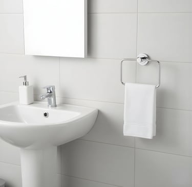 A stainless steel towel ring