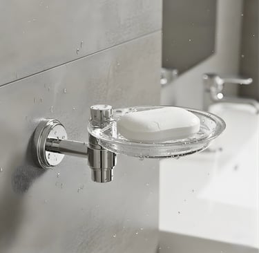 A ss soap dish displayed