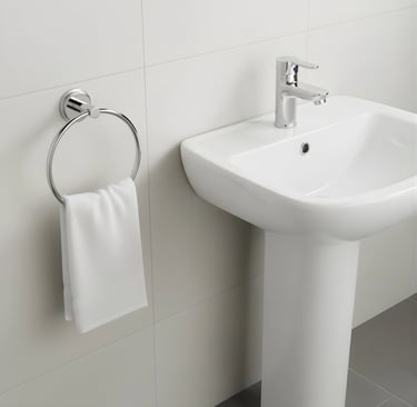 A stainless steel towel ring