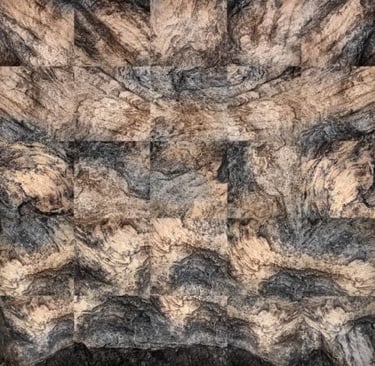 Abstract photographic collage with rock textures and natural layered patterns