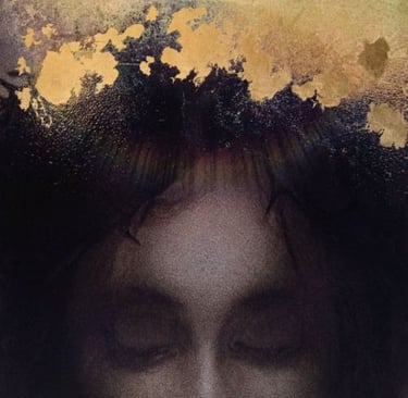 Faith inspired artwork Son of God by Martin Osner, portrait of Christ with golden tones symbolising divinity