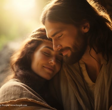 Mujer recostada en Jesús