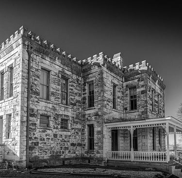 Historic Williamson County Jail in Georgetown, Texas, featuring classic stone architecture and preserved 19th-century design