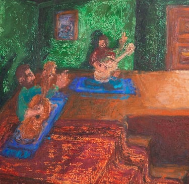 Paintings of Musicians practicing together