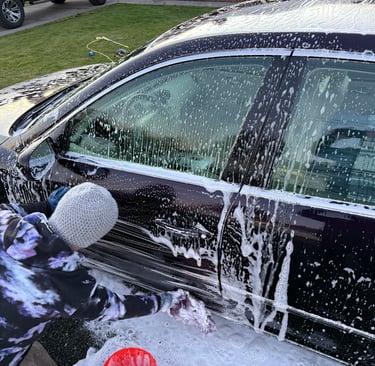 washing door of a car