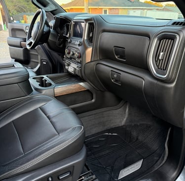 detailed front seat of truck on passenger side