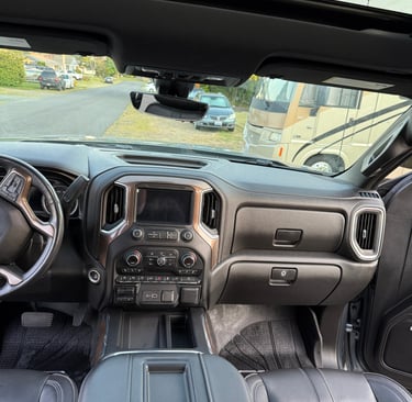 top view of truck front seat